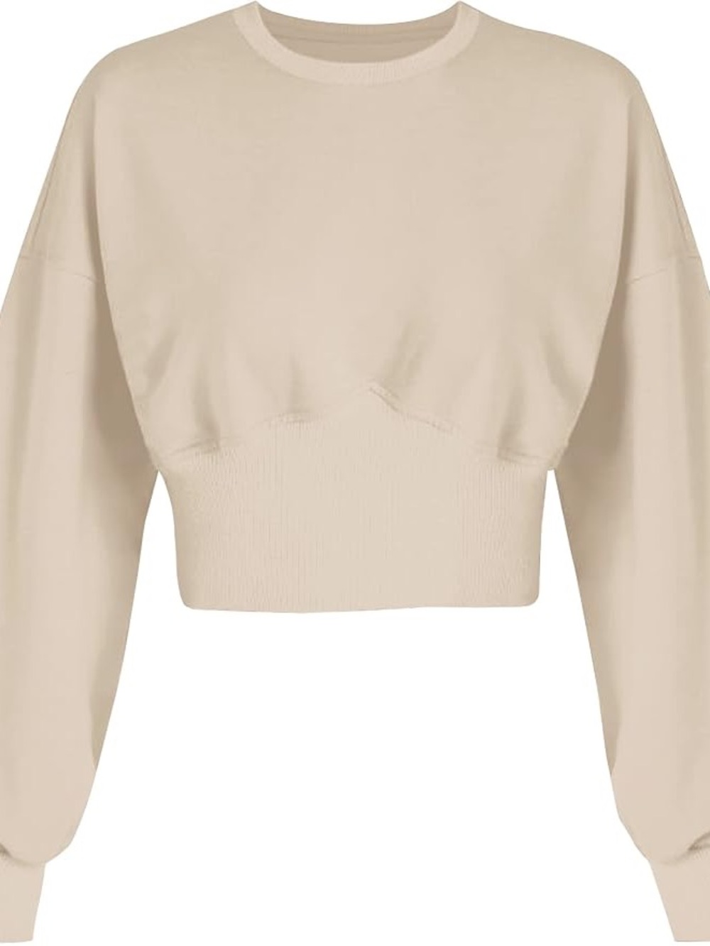 H&M Cropped Long Sleeve Top in Cream Size Medium Like New